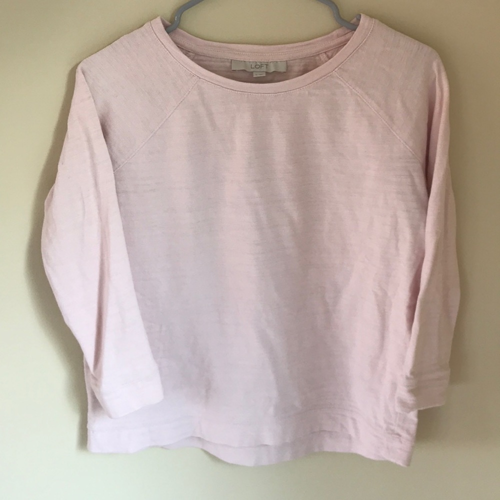 LOFT 3/4 Sleeve Pink Sweatshirt